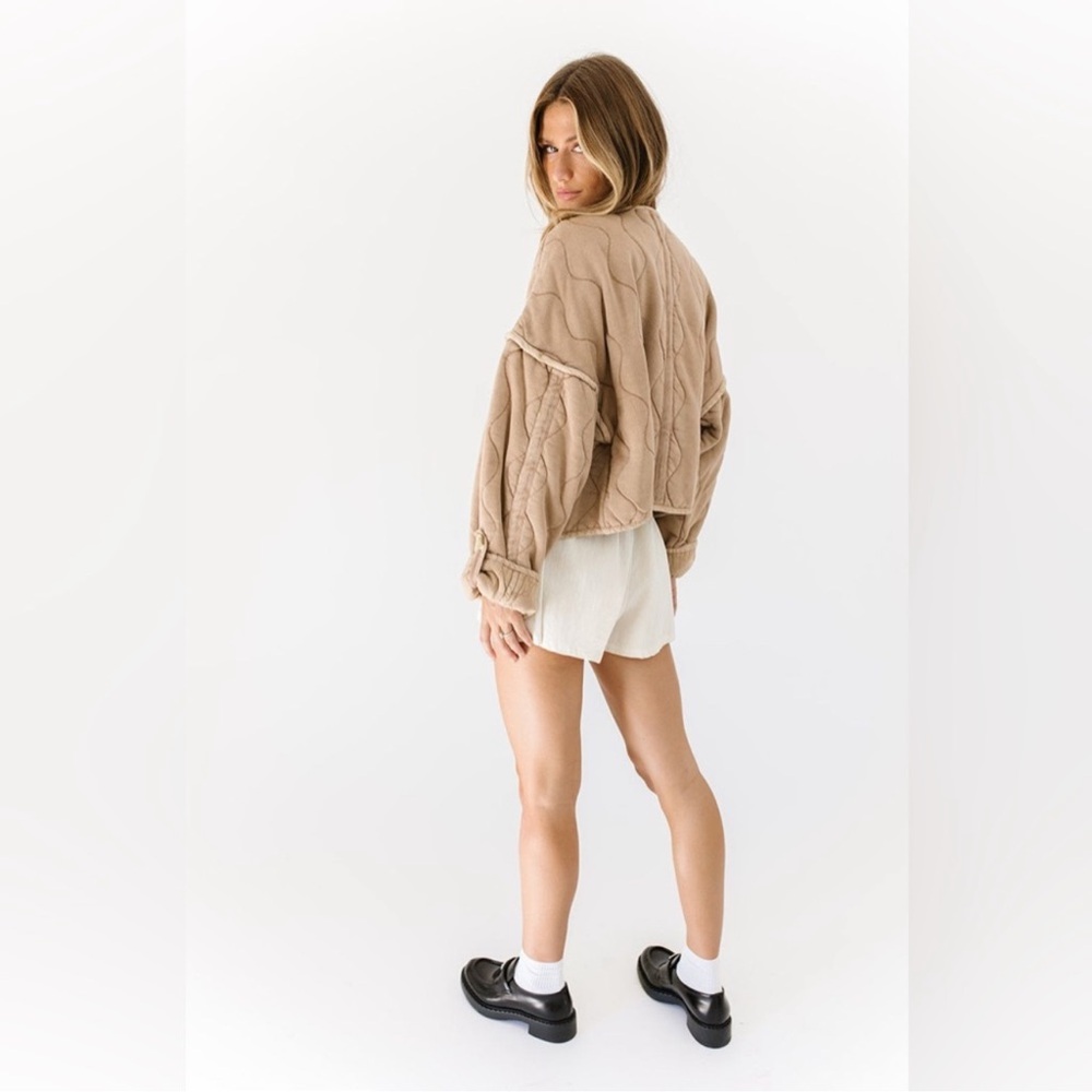 NWT Free People Women’s Gwynnie Quilted Jacket in Champagne Diamonds Large - Picture 7 of 14